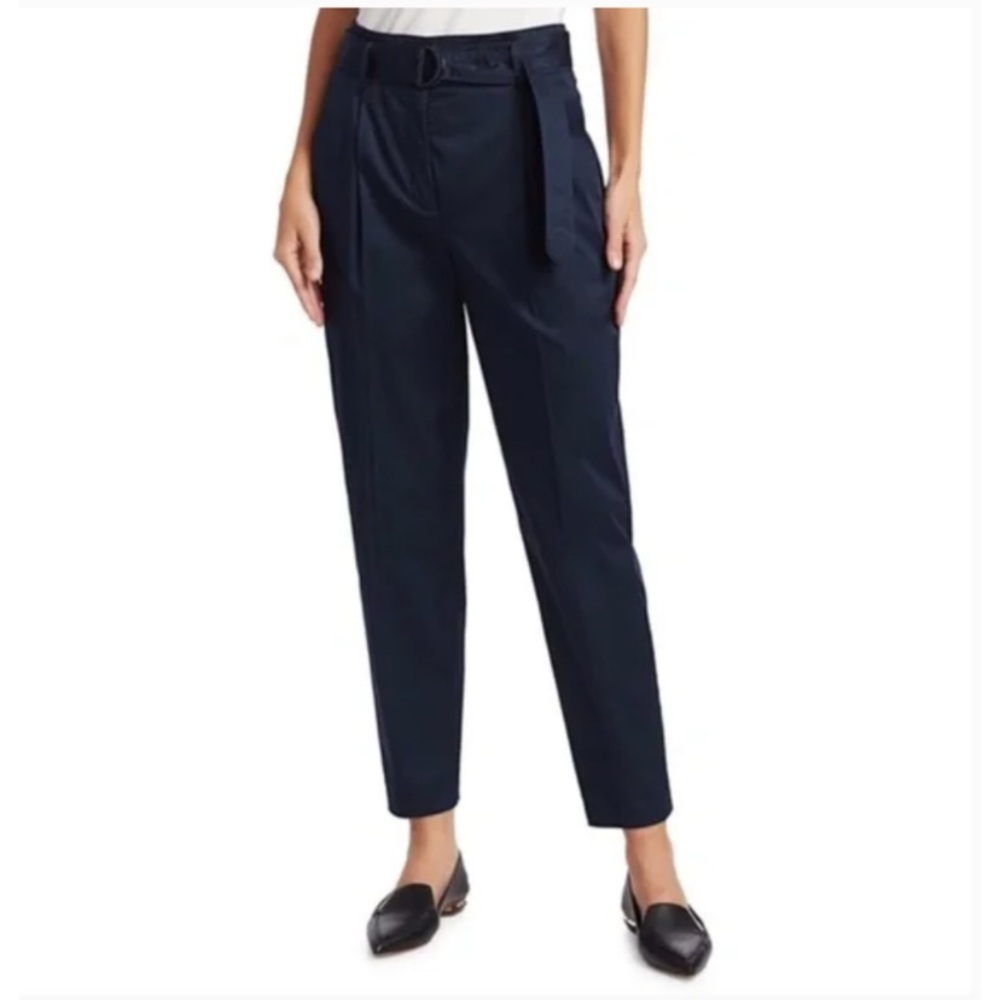 Akris Punto Fred Belted Pleated Straight-Leg Pants